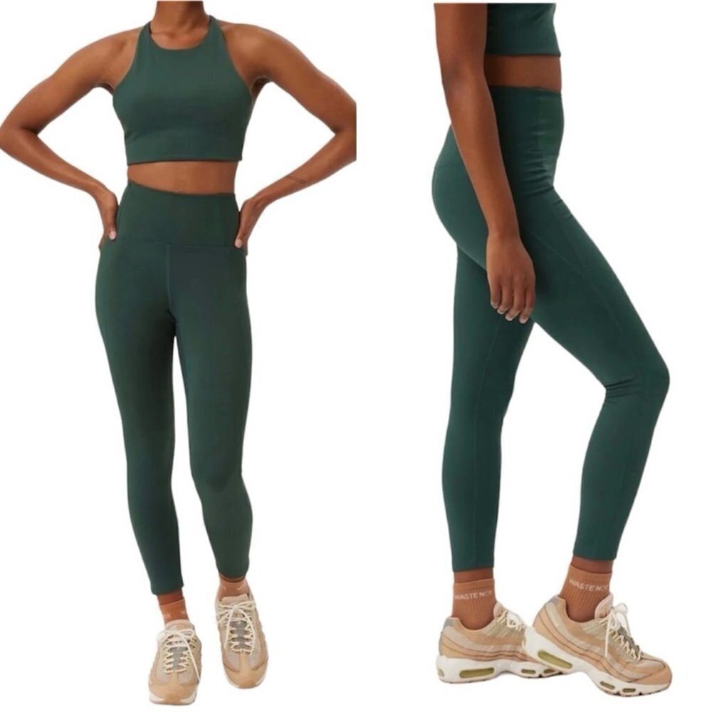 Girlfriend Collective Compressive High-Rise Legging Moss Green Cropped, Size S